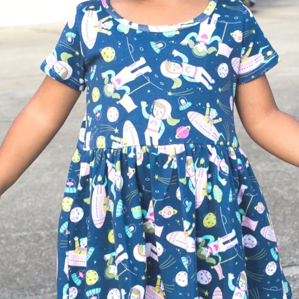 Kids Space Astronaut Girls Dress - 4T